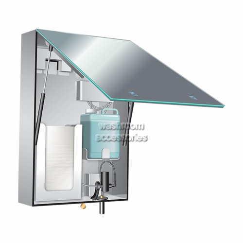 Behind The Mirror Cabinet with Mirror Liquid Dispenser and Towel Dispenser