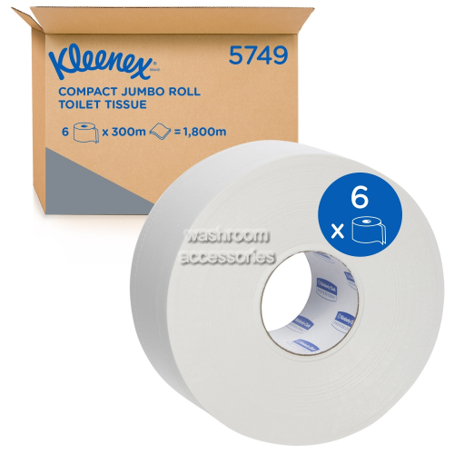 View 5749 Compact Jumbo Toilet Tissue Roll 2 Ply 300m details.