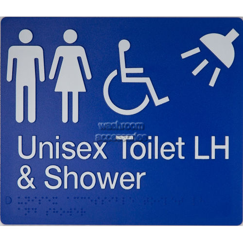 MFDTSLH Unisex Accessible Toilet Left Hand and Shower Sign Braille