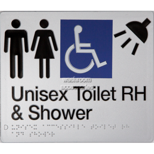 MFDTSRH Unisex Accessible Toilet Right Hand and Shower Sign Braille