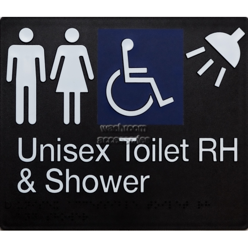 View MFDTSRH Unisex Accessible Toilet Right Hand and Shower Sign Braille details.